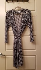 Calvin Klein Wrap Dress Navy & White Print Size 14
